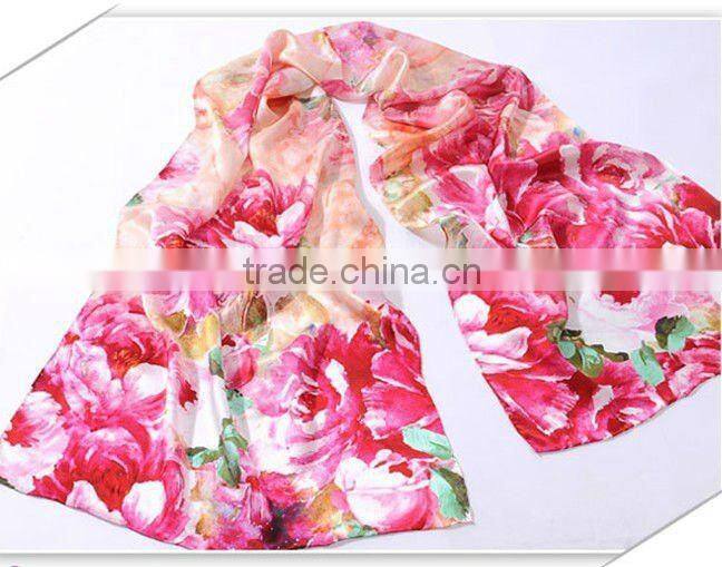 flower,printed,Printed Pattern and Medium Style of Length 100% silk scarf