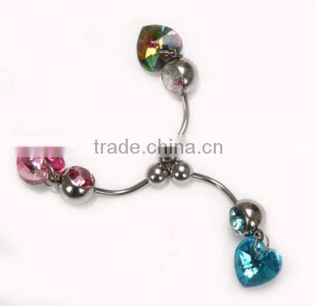 Gem crystal jeweled body piercing jewelry free belly button rings twister belly button ring navel belly ring