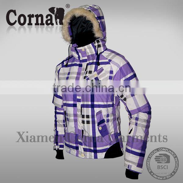 Customized logo printed fashion warm winter fox fur parka coat