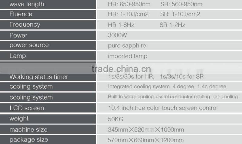 e-light ipl/ipl shr/ ipl hair removal beauty equipment&machine/CE approved/big power and big spot SHR