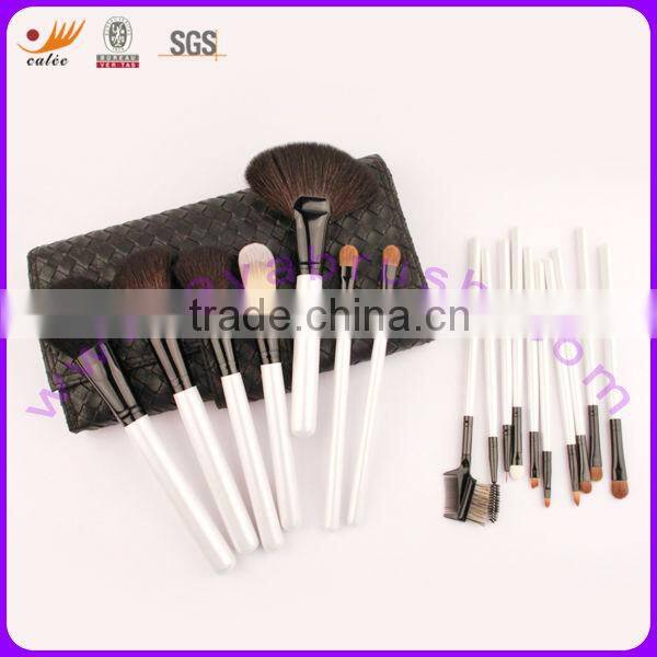 New Style Elegant Black Professional Cosmetic Brush Set with Leather Pouch