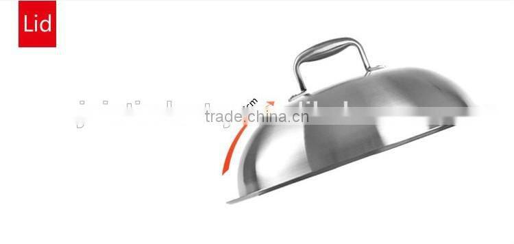 3 Layer Hot sale Stainless Steel Wok Pan,Chinese Wok no ear
