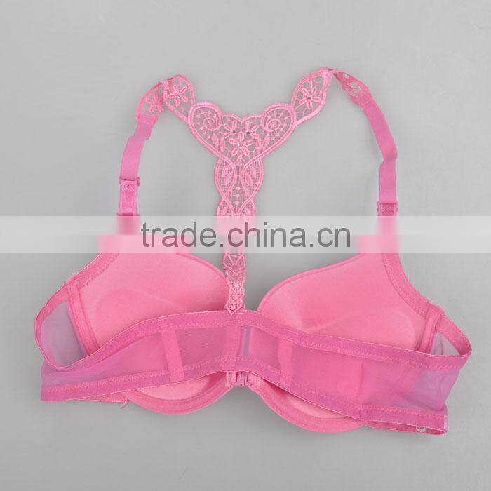 Hot Women Girls New Sexy Front Closure Lace Racer Back Push Up Bra Factory Wholesale