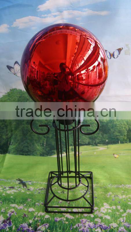 hand blown glass ball with metal stand,garden globe, large plating solid color ball