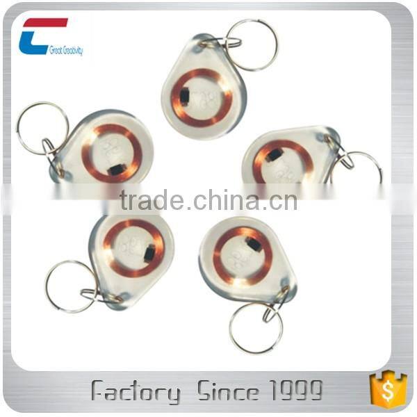 China manufacturer custom design contactless writable RFID ABS Keychain Key Fob with rings