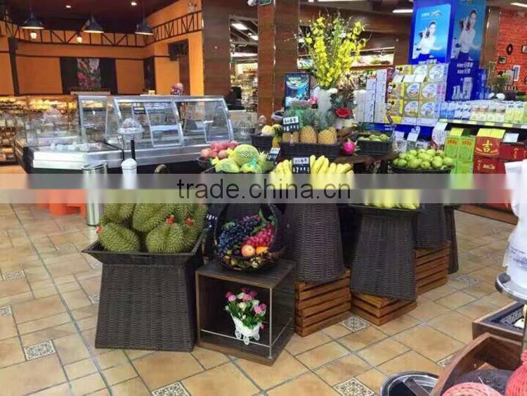Large capability synthetic rattan woven display basket with stand