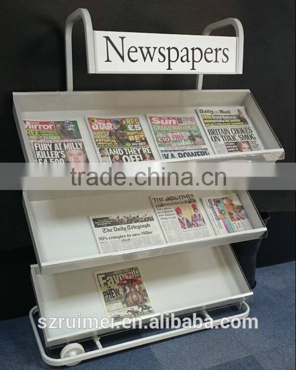 Customized floor standing multi-layer newspaper display