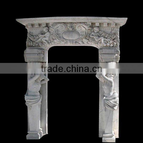 White Marble Door Frame with Figure Design