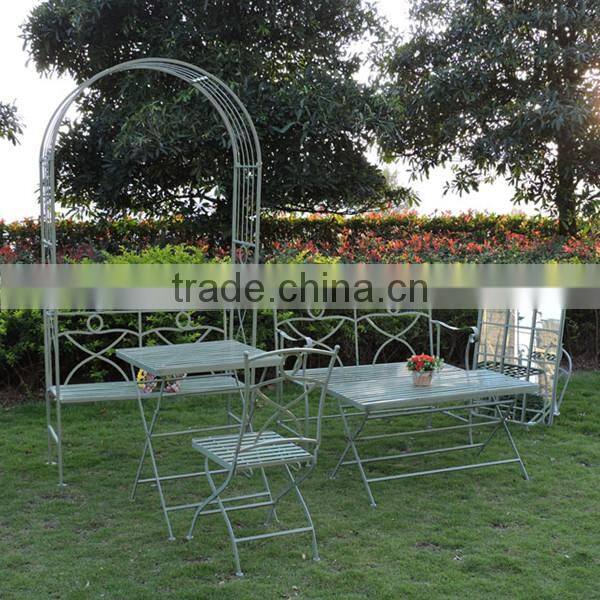 Retro Style Green Folding iron garden benches
