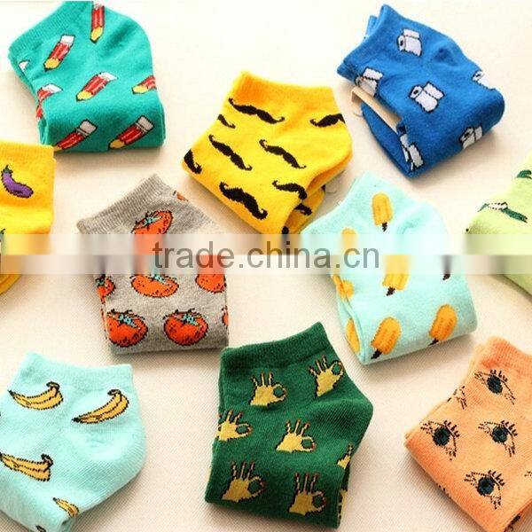 2015 Cotton women fruit cheap sock wholesale price