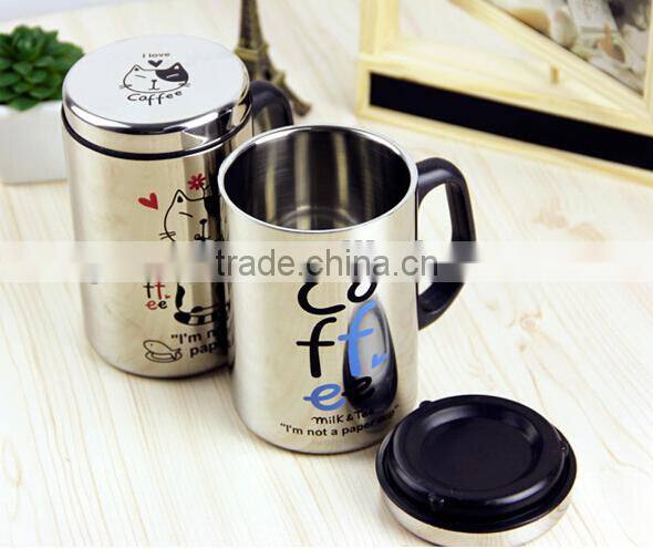 Supply fashion creative Coffee Cat stainless steel office mug / cup