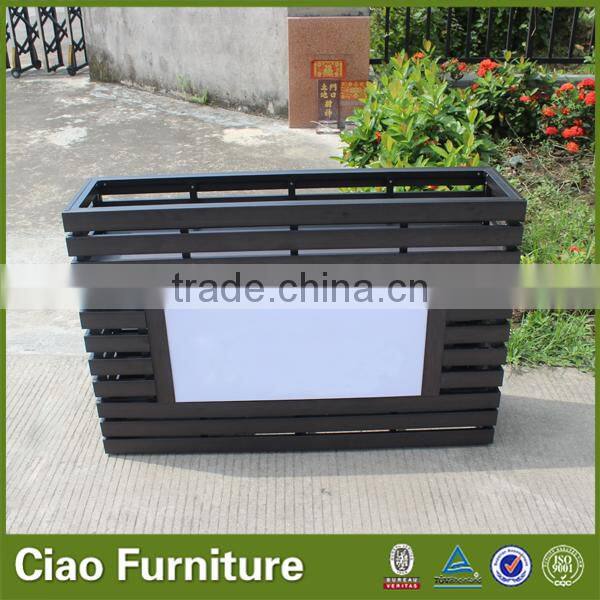 PS wood garden furniture flower pot with Led Lighting