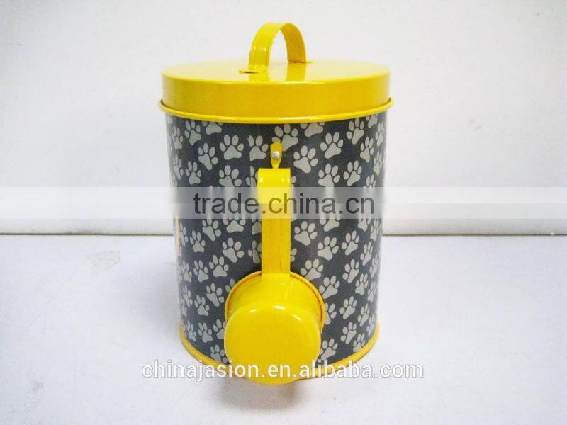 Metal dog food container set tin storage box with lid