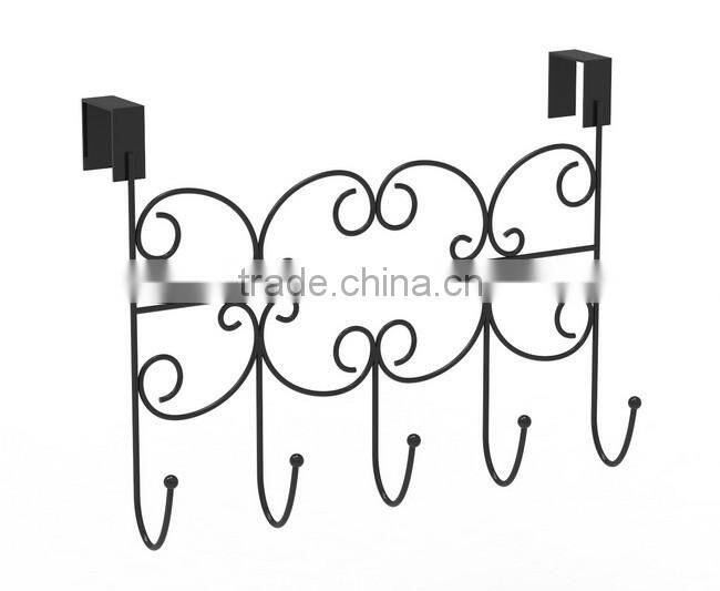 Home Office Decorative Metal Hanger Holder Over the Door 5 Hanger Rack