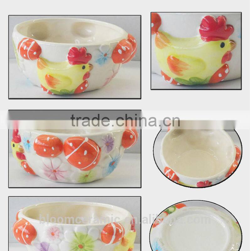 2014 lastest low price ceramic easter chicken bowl