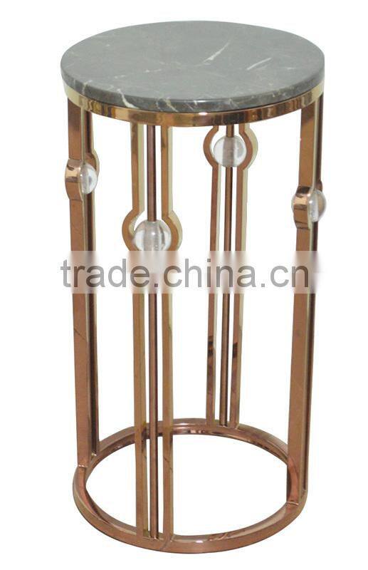 Golden Stainless steel plant stand pot stand with marble top