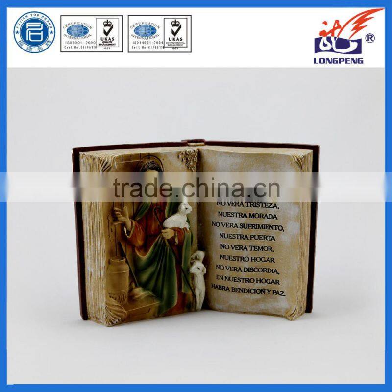 Resin Hand Painted Ceramic Holy Family with Bible Background