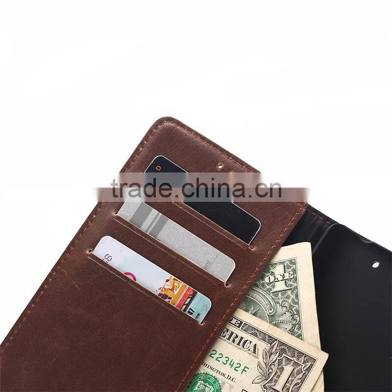 High quality crazy-horse PU card bumper/pocket cell phone case for Sony