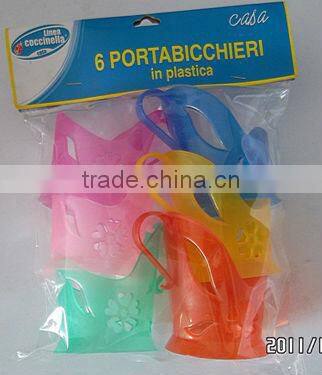 6pcs plastic pp cup saucer