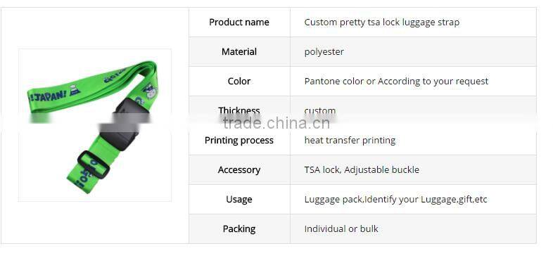 factory price Custom pretty tsa lock luggage strap for all people