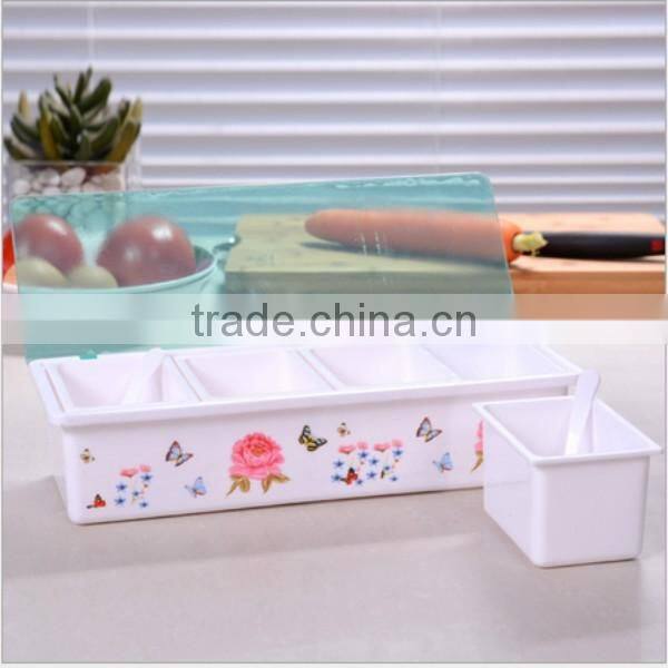 Kitchen plastic seasoning box with 3&4 Girds/oem Plastic seasoning Container/oem Kitchen Plastic Condiment Spice box in ShenZhen