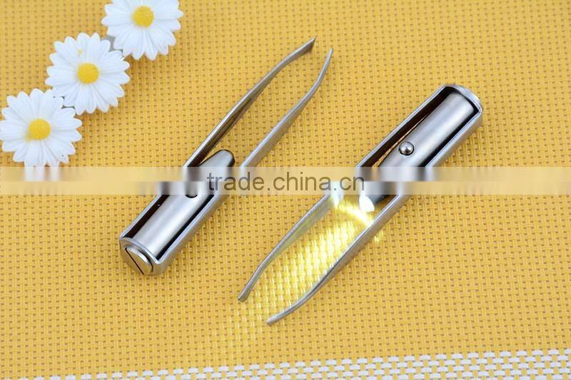 2016 new arrival LED lighted eyebrow tweezers BZS02