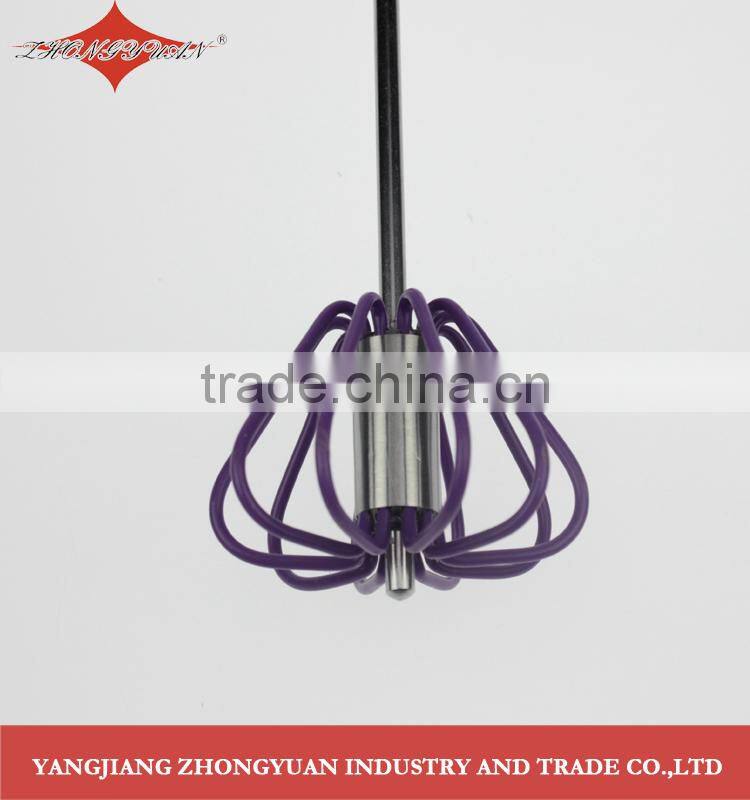 stainless stee hand press egg whisk and beaters rotary 12-inch hand push beater