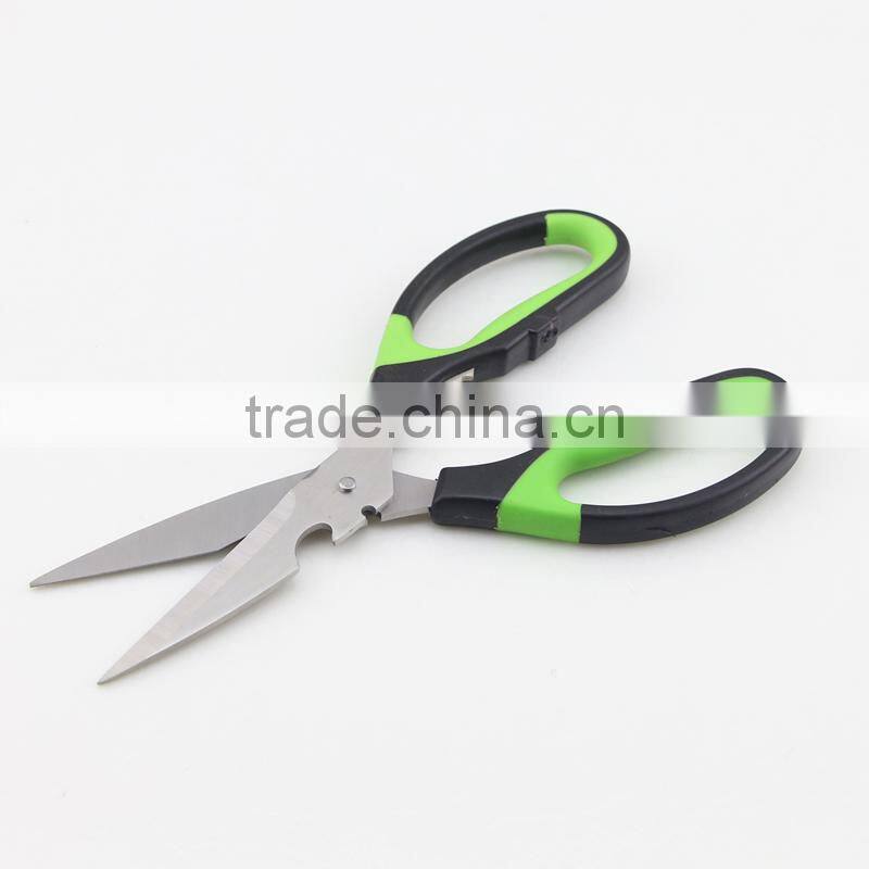Rubber Handle Multifunction Kitchen Scissors with Bottle Opener
