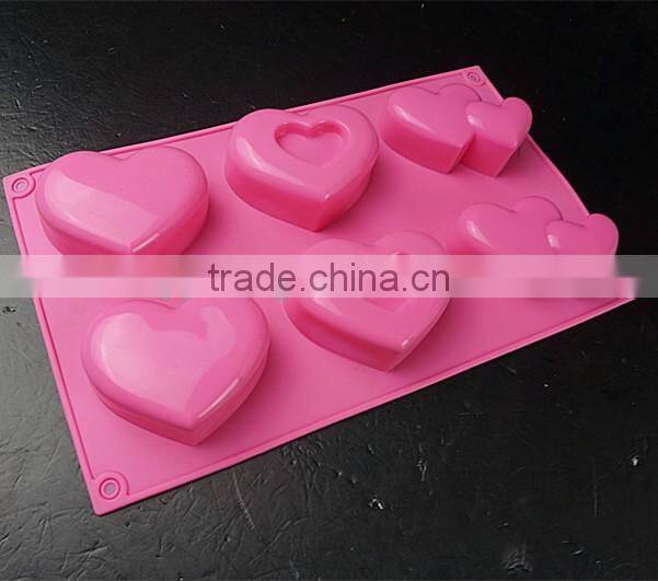 10115 6 pcs hearts Shape Silicone Cake Mold