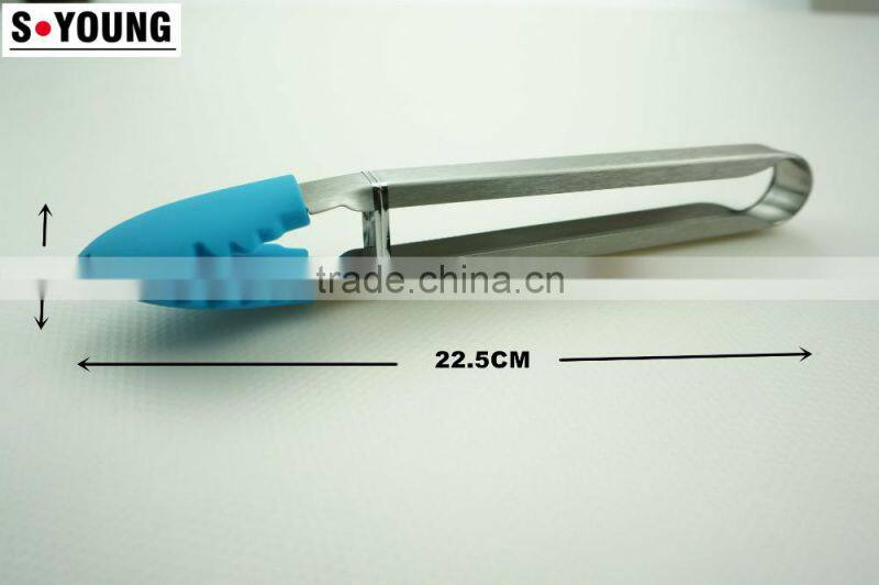 14025 leaf Shape Silicone Kitchen and Barbecue Grill Tongs Cooking Stainless Steel Handle Food Tong