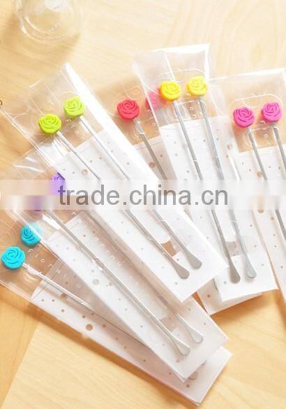 High Quality 2 Pieces Per Set Stainless Steel With Silicone Coffee Stirrer