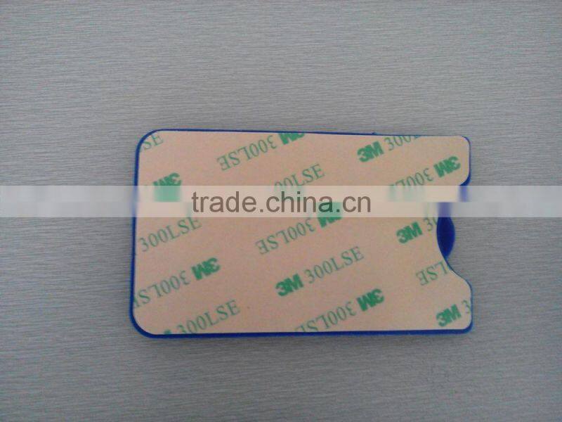 Hot selling Blue adhesive stickers silicone rubber mobile phone card holder for mobile phone