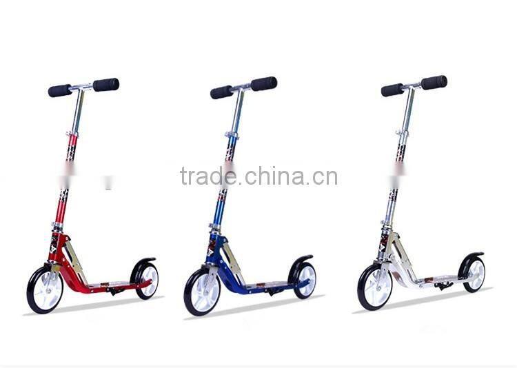 hot sale child and adult freestyle kick folding scooter with 2 big PU wheels