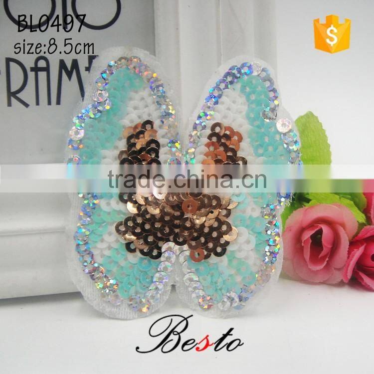 Custom wholesale bow sequin butterfly applique for garment