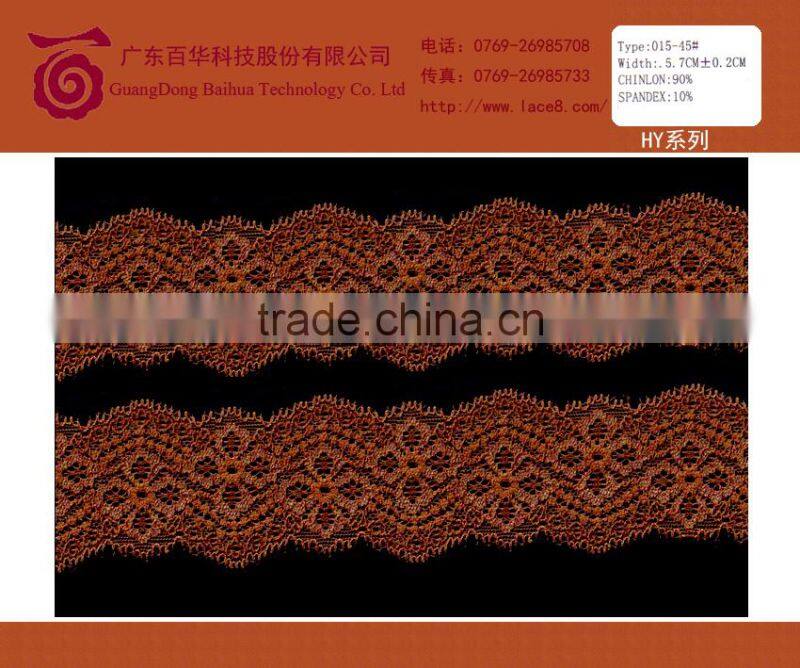 Wavy elegant tricot embroidered sex nylon lace trim fabric for lady's garments