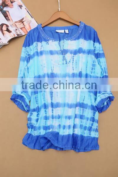 women's tie dye blouse & top , women's beads neck blouse