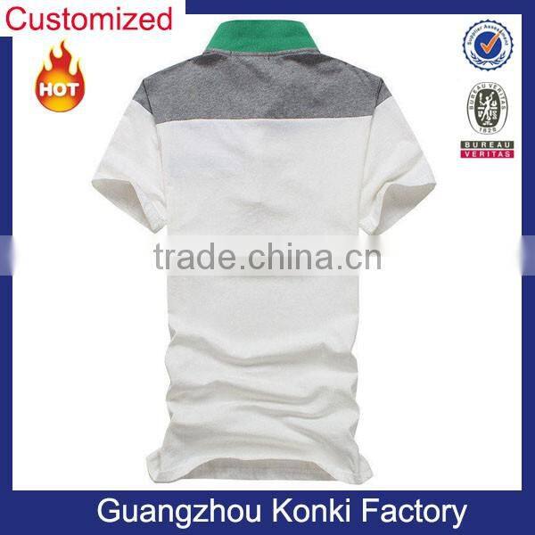 splicing fabric 100% double pique cotton custom polo shirt