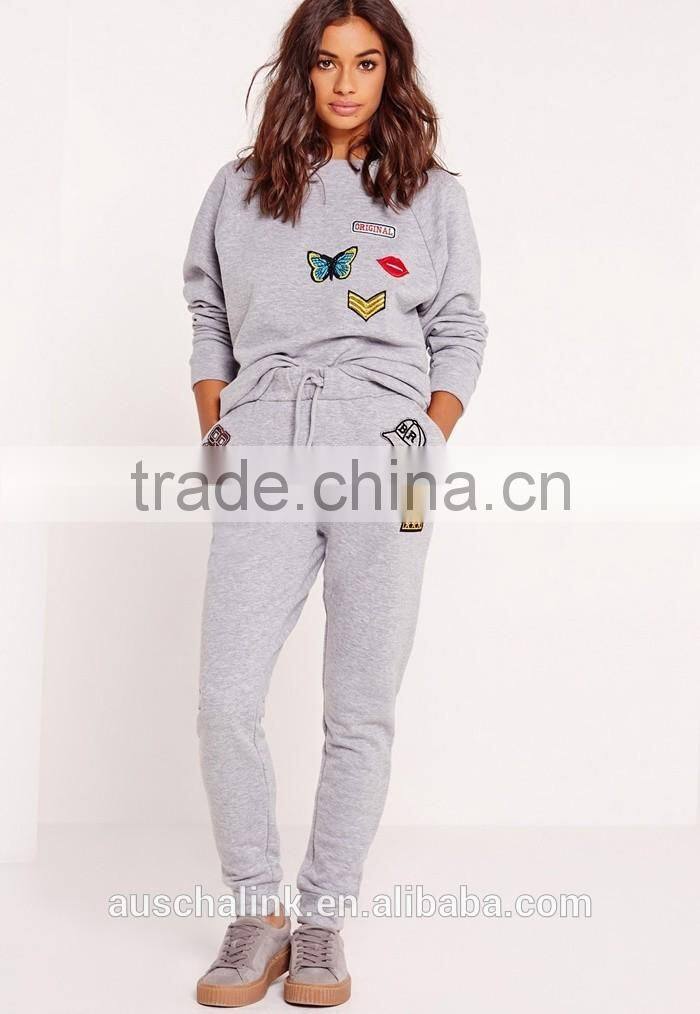 2016 new design girls grey cheap fashion sport pants