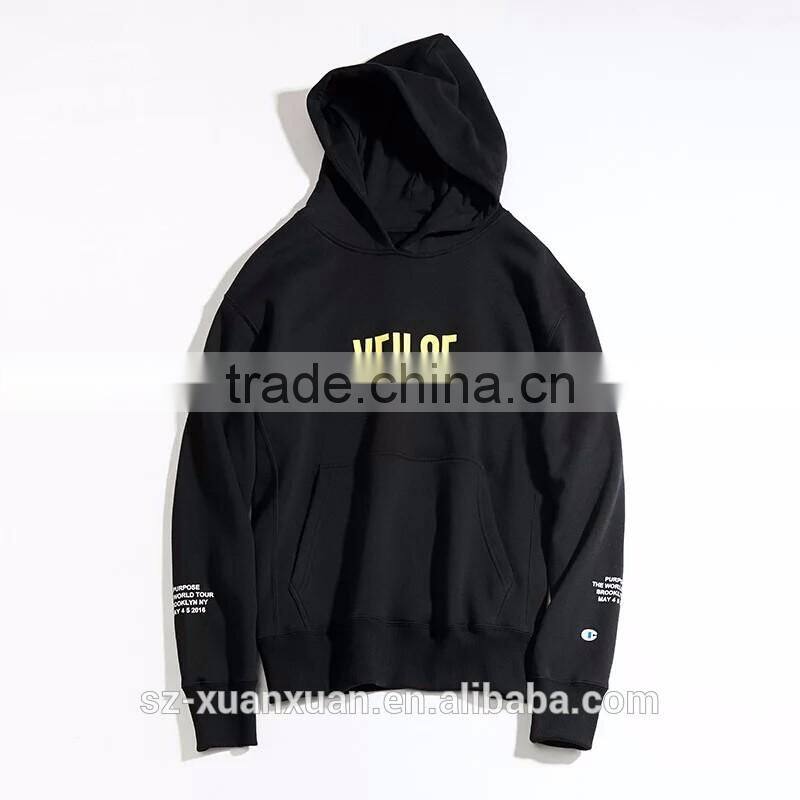 Newest design blackl printing long sleeve pullover hoody for women