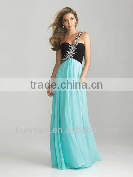 Free Veil Chiffon One-shoulder two colors Evening Dresses