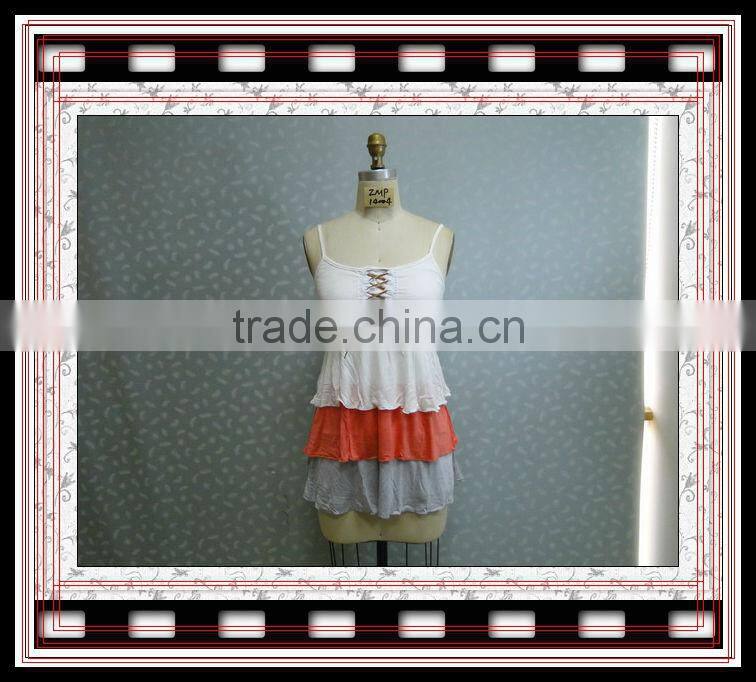 2015 ladies tunic top wholesale women three layers tank top with strape