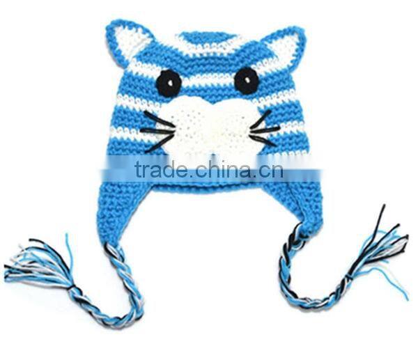 Funny animal shaped crochet kids hat cat ear hat