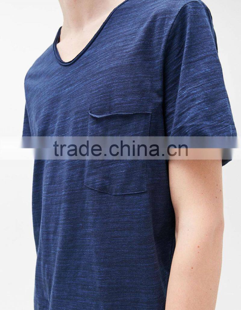 2017 high quality v neck navy blue simple design t shirts men