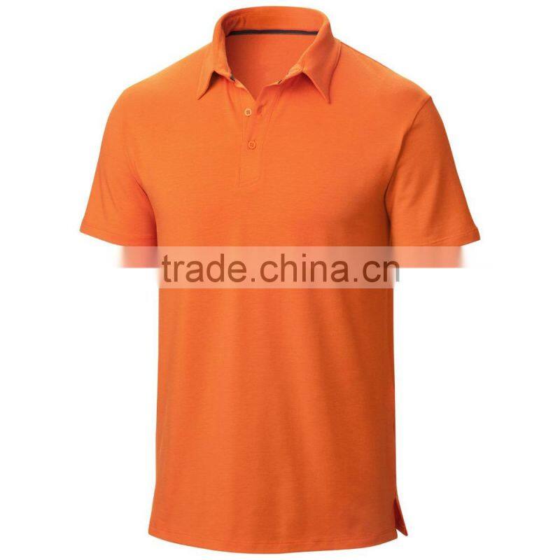 summer pure colors loose man t-shirt with polo neck