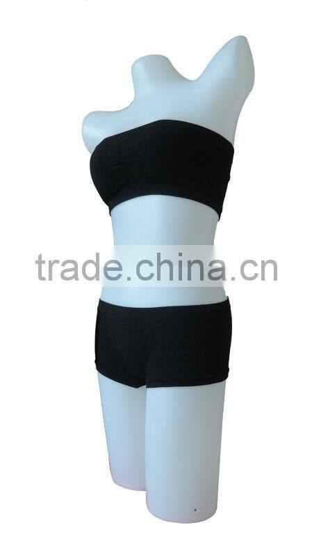 nice quality new style seamless woman underwear ladies one piece bandeau bra w removable cup pad & boxer