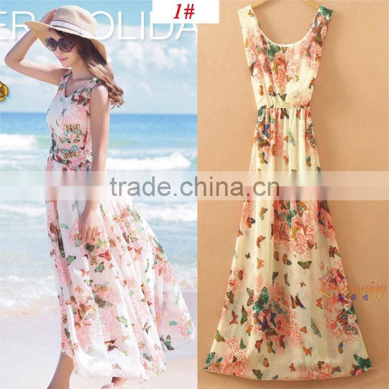 fashion Women Long Chiffon maxi Dress Summer Beach Dress