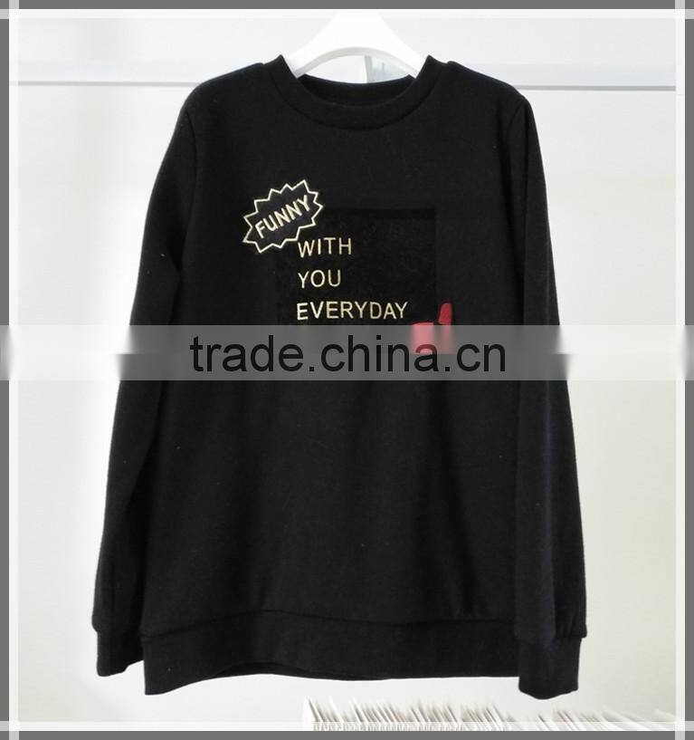 Women's black hoodies & sweatshirts, fashion pull over sweatshirt, women hoodies without hood