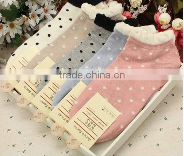 Top sell candy color choice free size dot pattern lovely high quality cute sex young girl tube wholesale socks