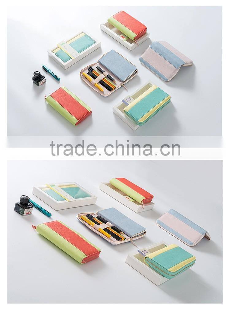 A6 size PU material planner with zipper sweety color daily planner diary