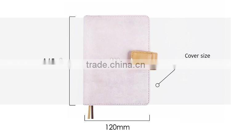 A6 pink PU leather agenda planner with ribbon bookmark /metal clasp /organizers